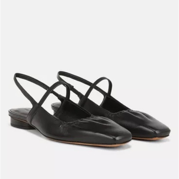 Vince Shoes - VINCE Venice Leather Slingback Square Toe Flats Black 40.5/US 9.5 NEW
